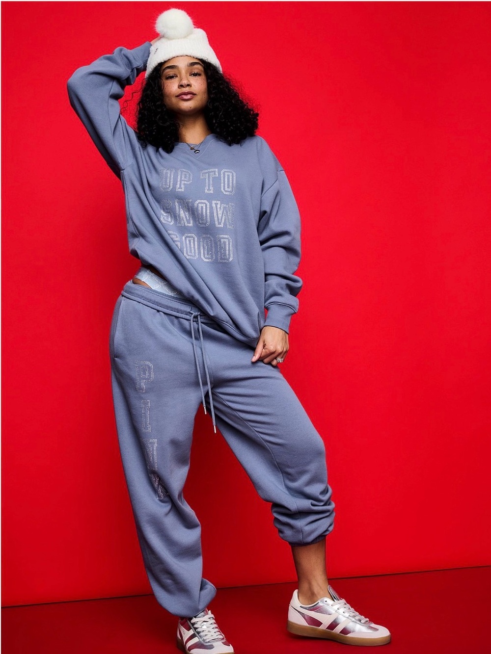 Victorias secret Pink Cozy Blue Graphic Sweatpants - Women